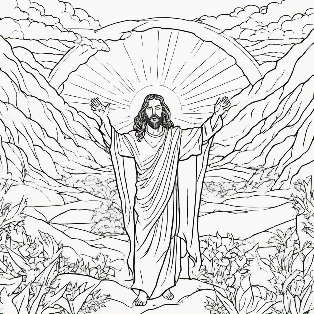 Easter Resurrection coloring page for kids and adults