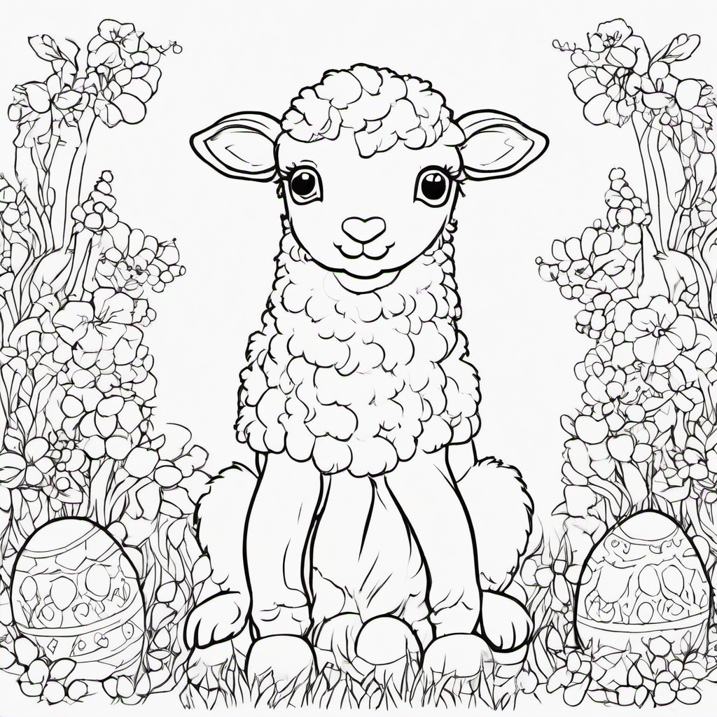Easter Wreath coloring page for kids and adults