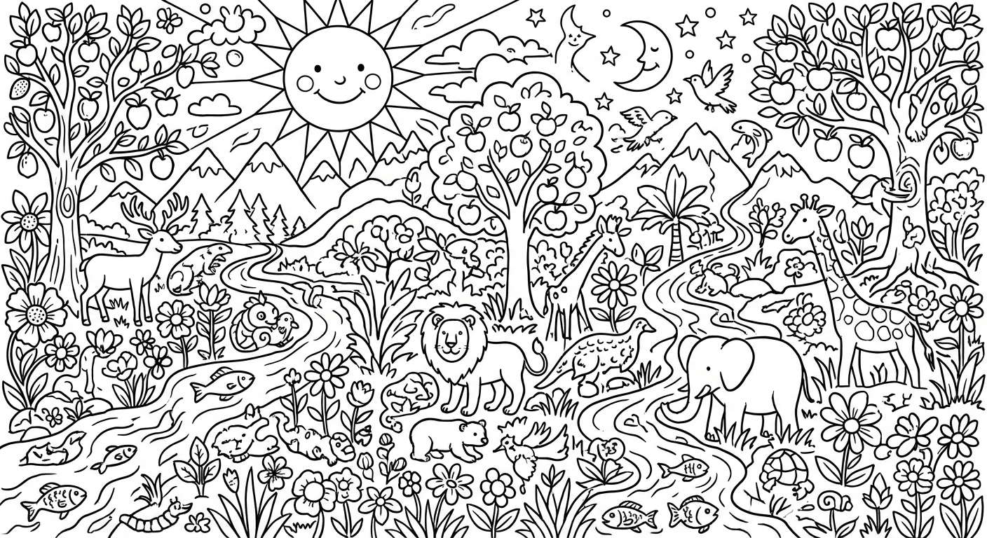 Free Printable Creation Story Coloring Page - PrintableDrops
