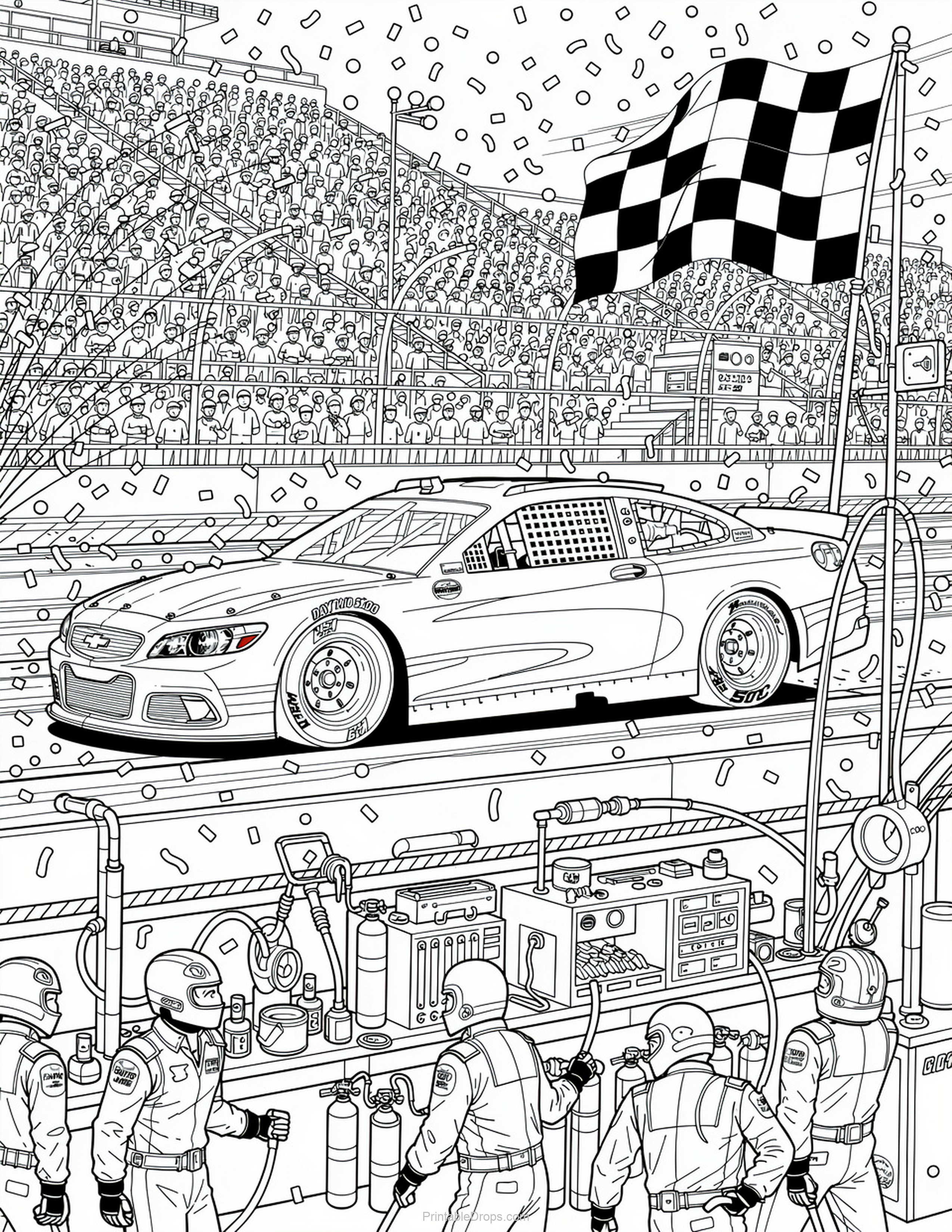 Sports Daytona 500 coloring page for kids and adults